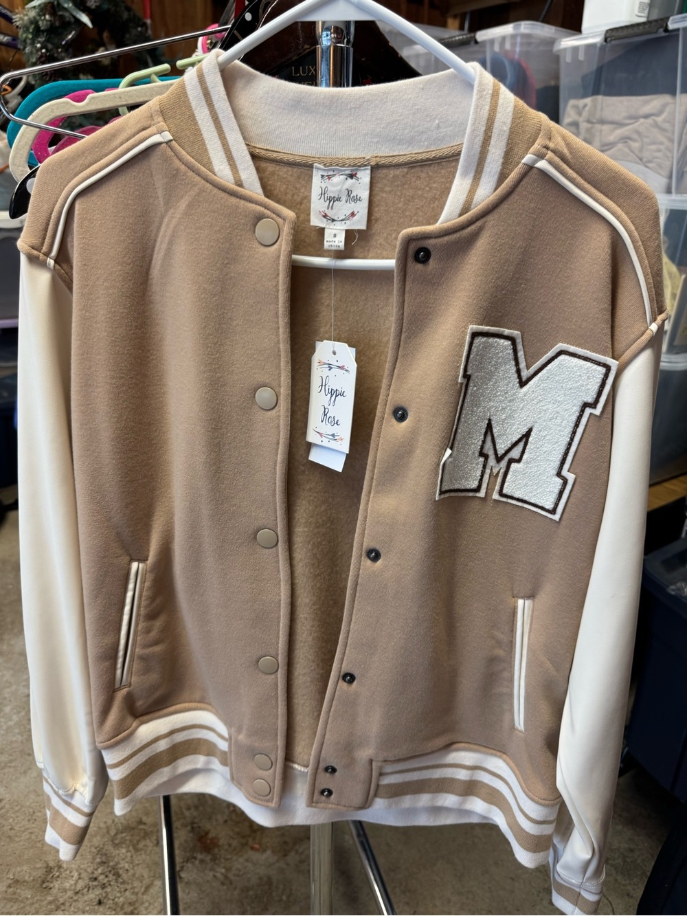 NWT Hippie Rose Camel Beige Snap-Front Jacket